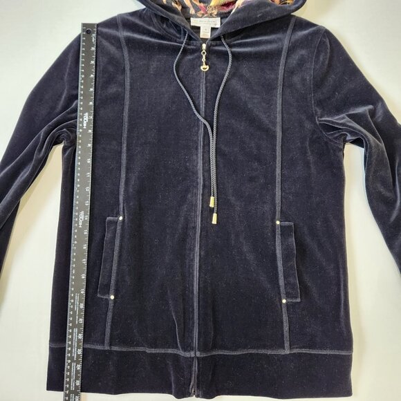 St. John Sport Velour Full Zip Hoodie Womens S‎ Black Relaxed Fit Old Money - Picture 9 of 12